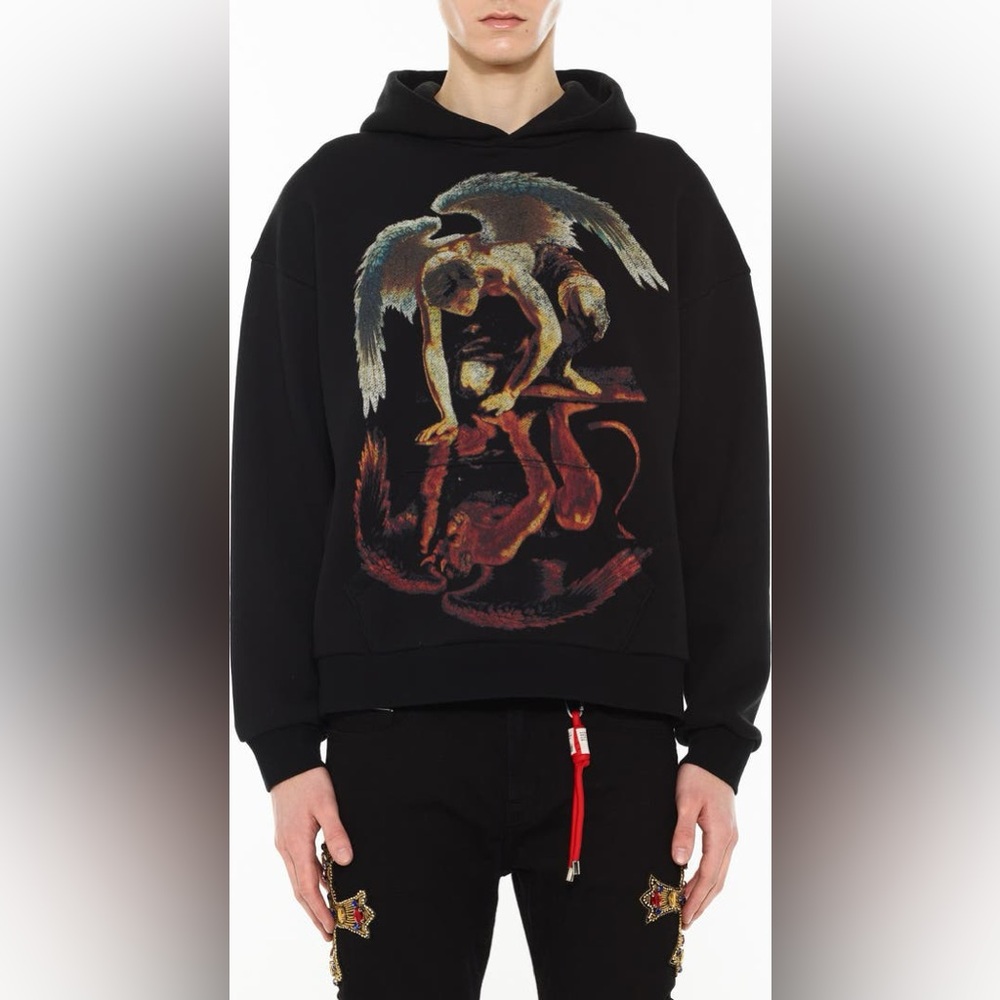 Cult of Individuality Men's Repent Cotton Graphic Hoodie Large Black NWT